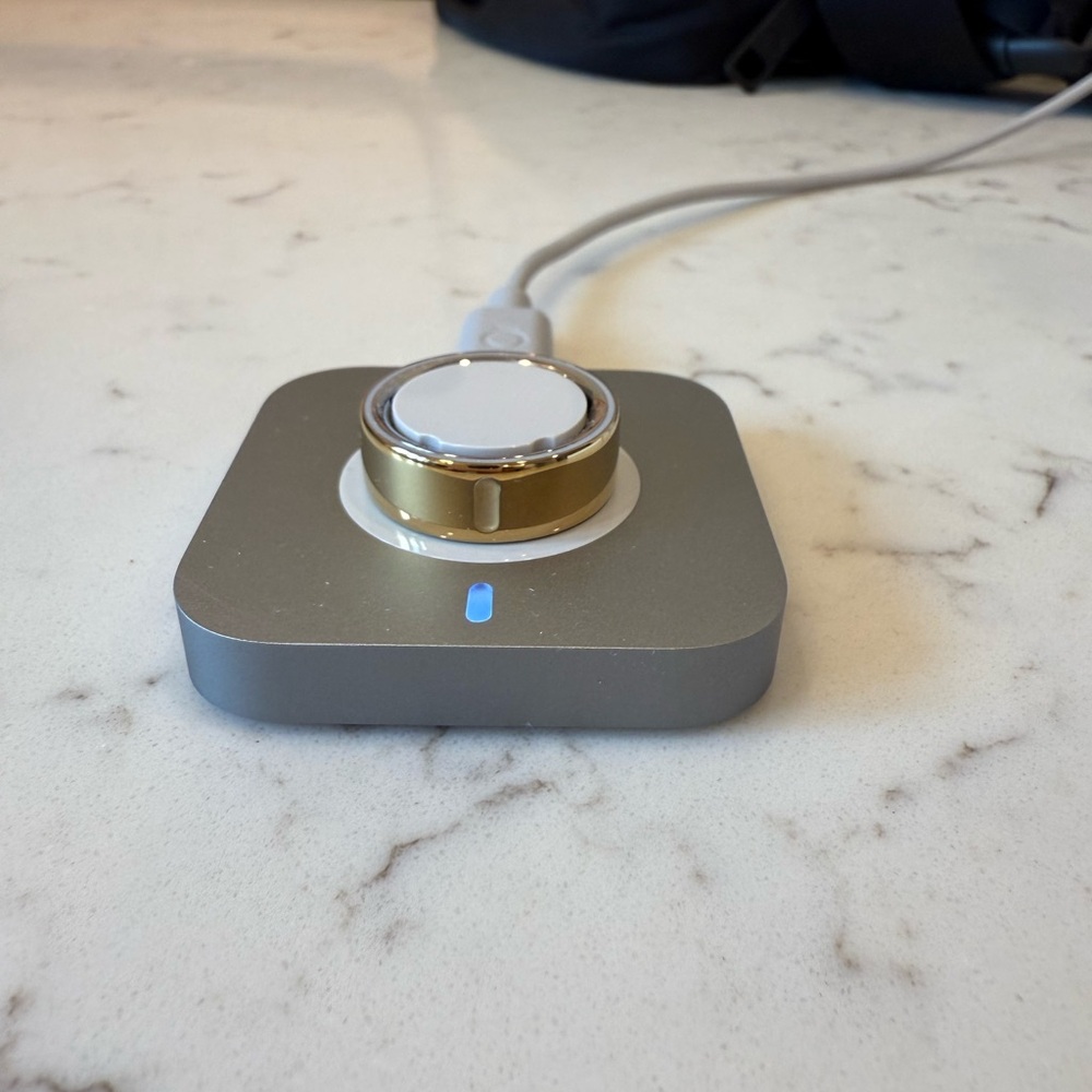 Oura Silver and Gold Smartwatch Charger